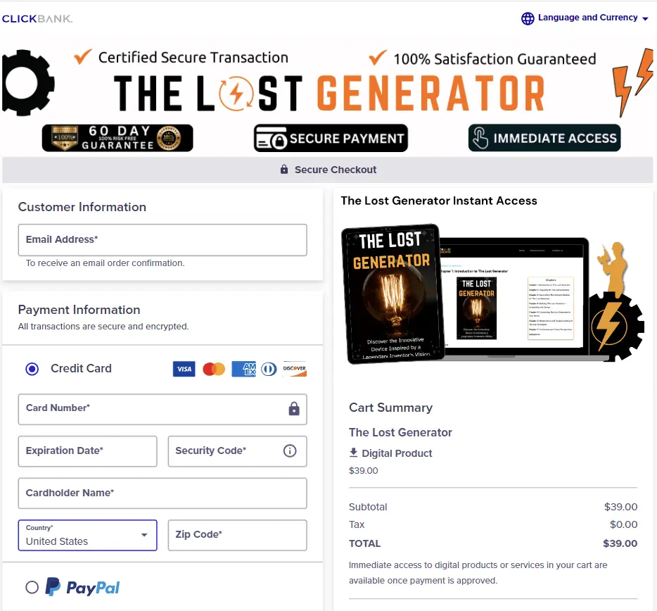 The Lost Generator Checkout